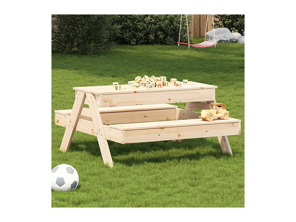 Tavolo da picnic con sabbiera per bambini, in pino massiccio