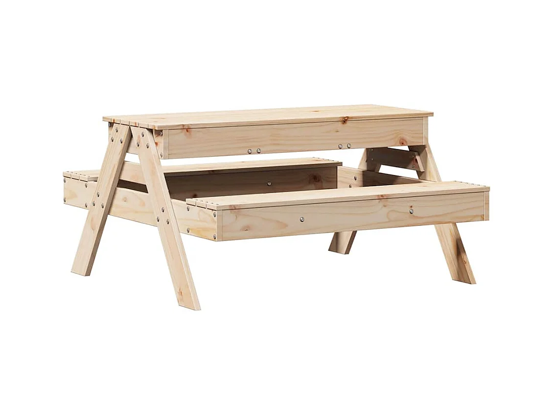 Tavolo da picnic con sabbiera per bambini, in pino massiccio