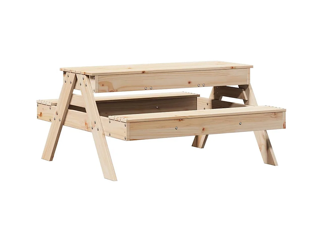 Tavolo da picnic con sabbiera per bambini, in pino massiccio