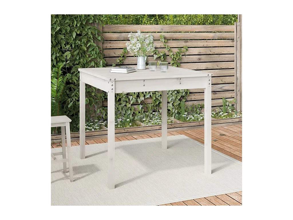 Table de jardin blanc 82,5x82,5x76 cm bois massif de pin