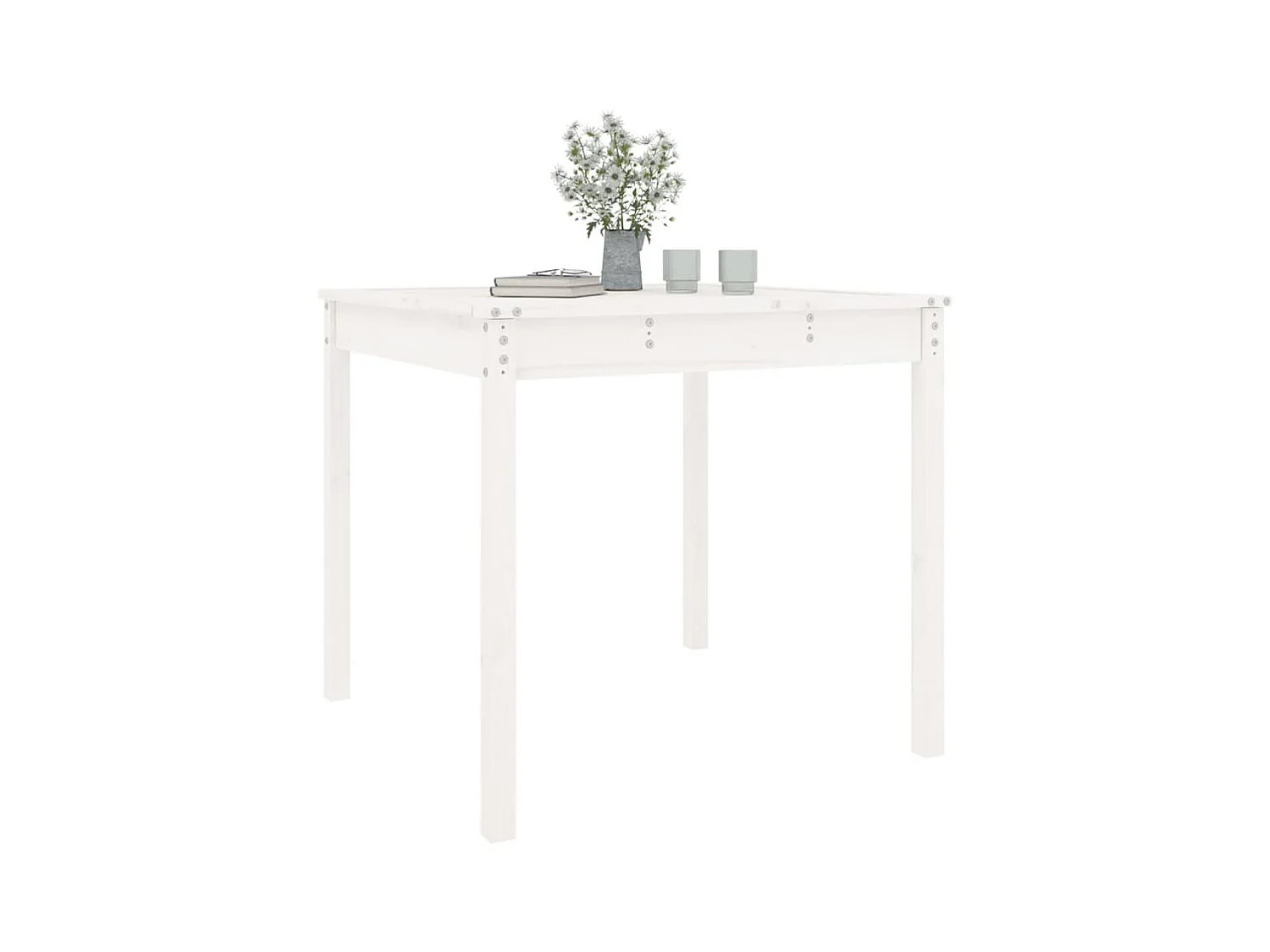 Table de jardin blanc 82,5x82,5x76 cm bois massif de pin