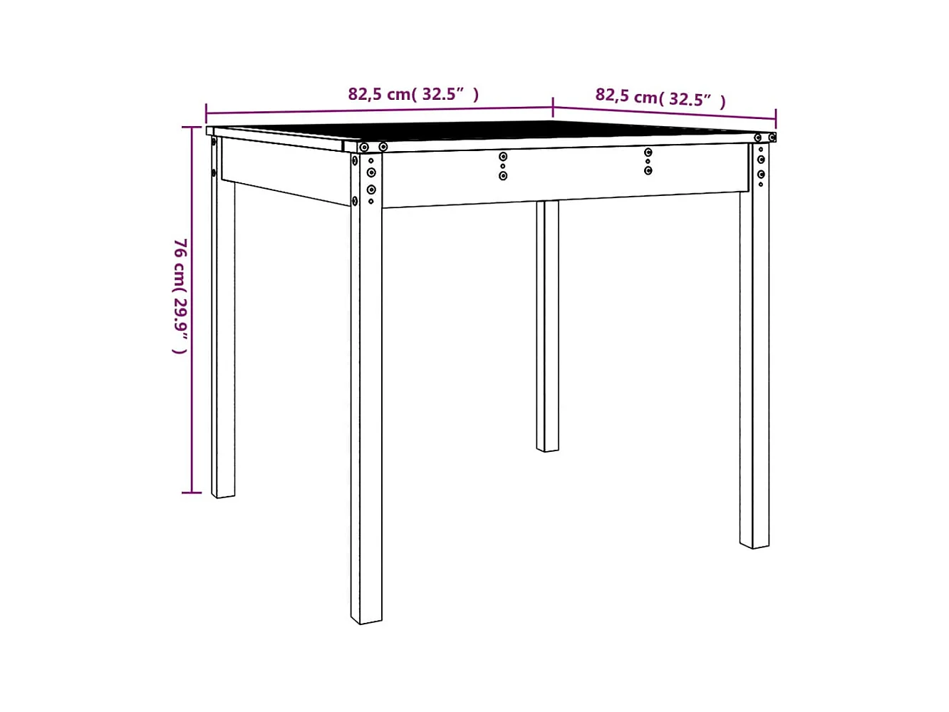 Table de jardin blanc 82,5x82,5x76 cm bois massif de pin