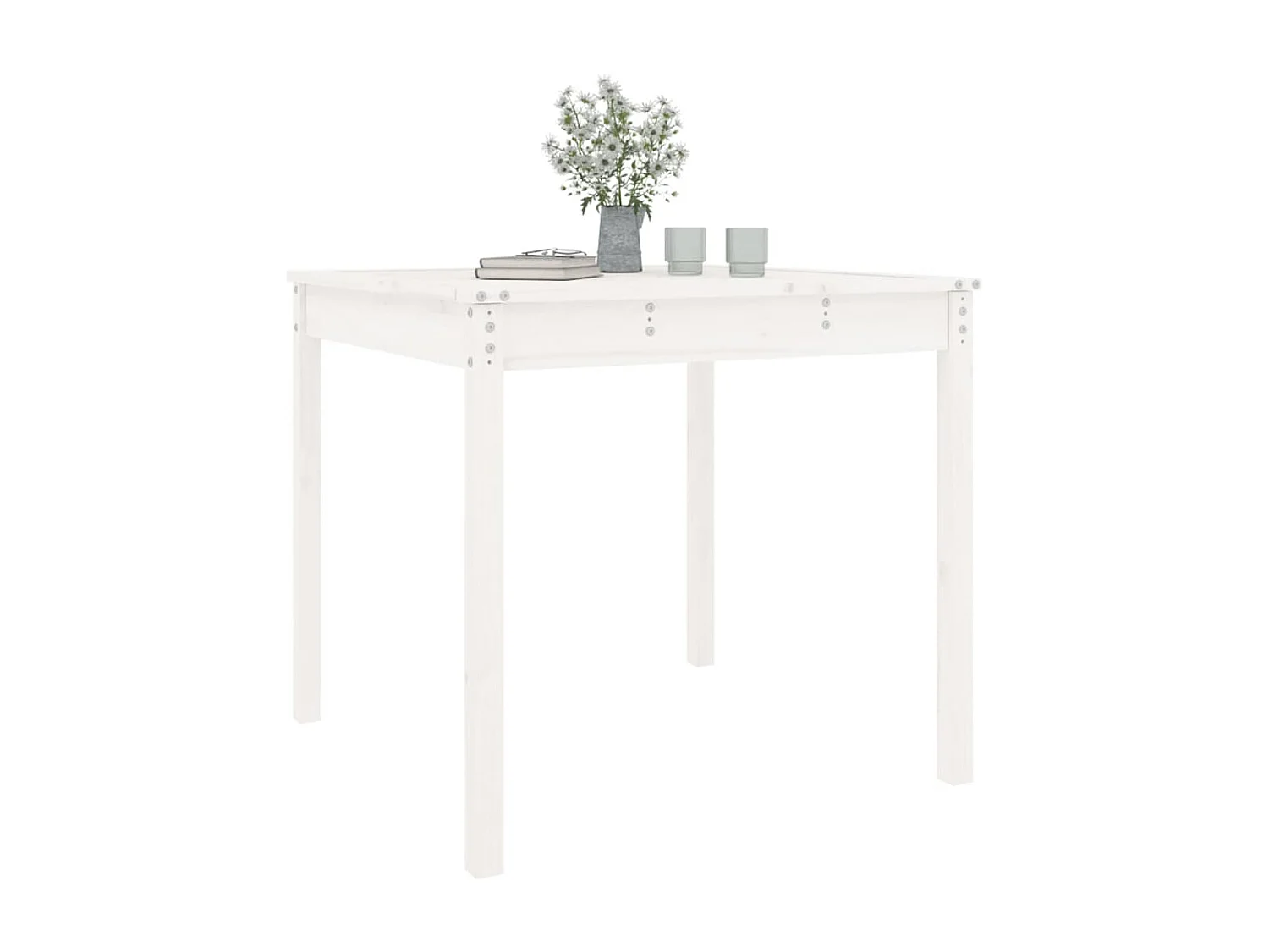 Table de jardin blanc 82,5x82,5x76 cm bois massif de pin