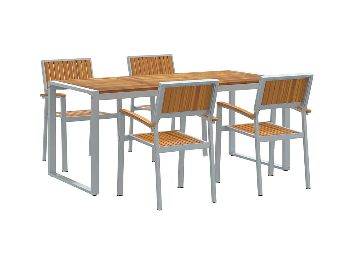 Ensemble de salle à manger pour jardin 5 pcs Gris et marron