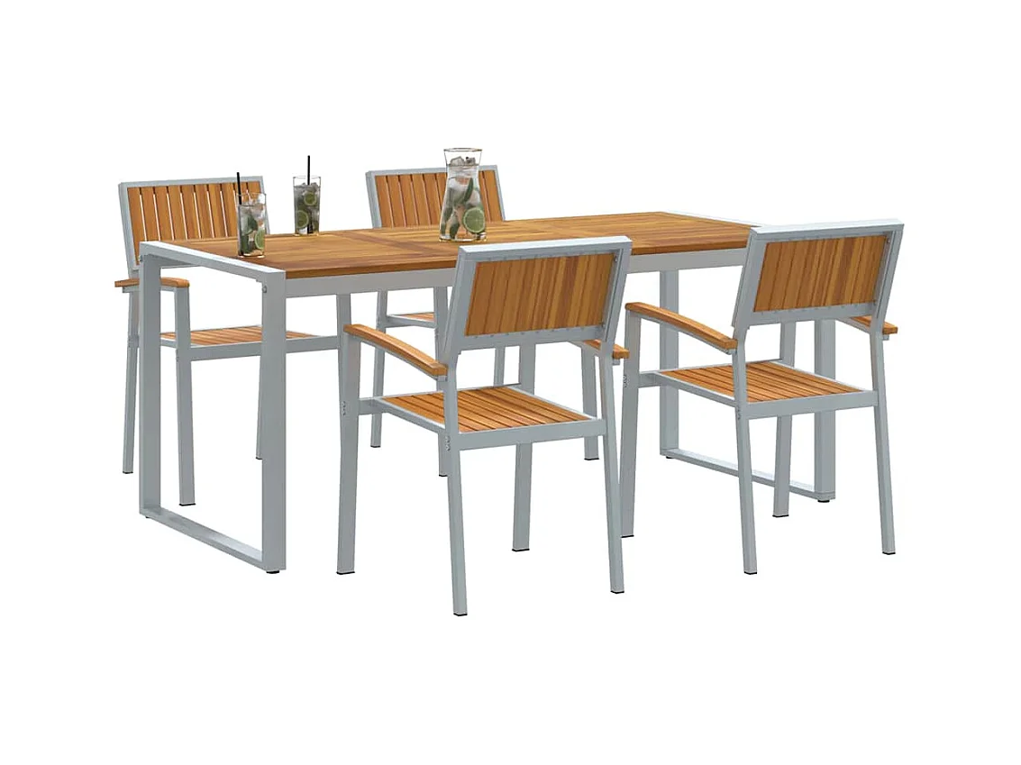 Ensemble de salle à manger pour jardin 5 pcs Gris et marron