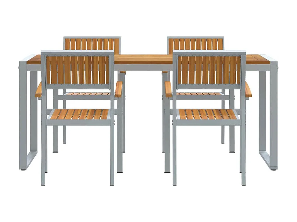 Ensemble de salle à manger pour jardin 5 pcs Gris et marron