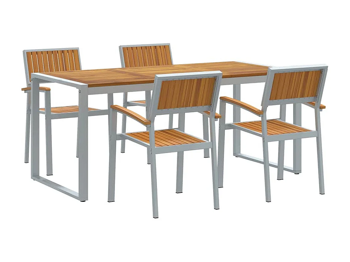 Ensemble de salle à manger pour jardin 5 pcs Gris et marron