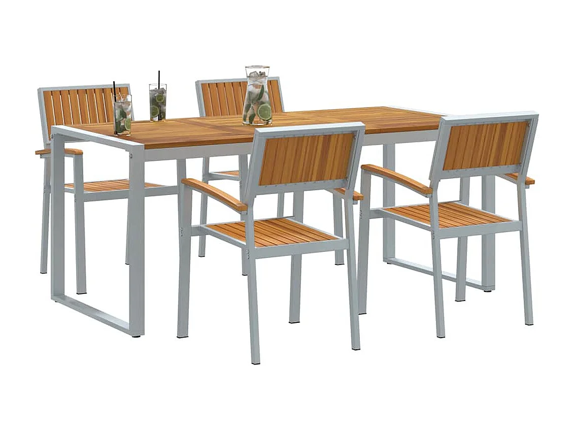 Ensemble de salle à manger pour jardin 5 pcs Gris et marron