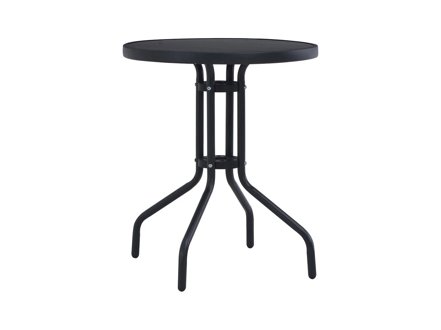 Zwarte tuintafel 80 cm Staal en glas