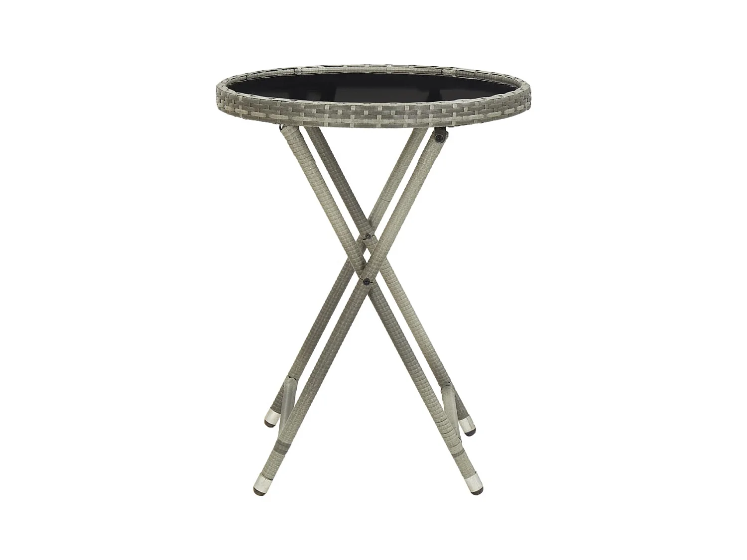 Grijze theetafel 60 cm Geweven hars en gehard glas