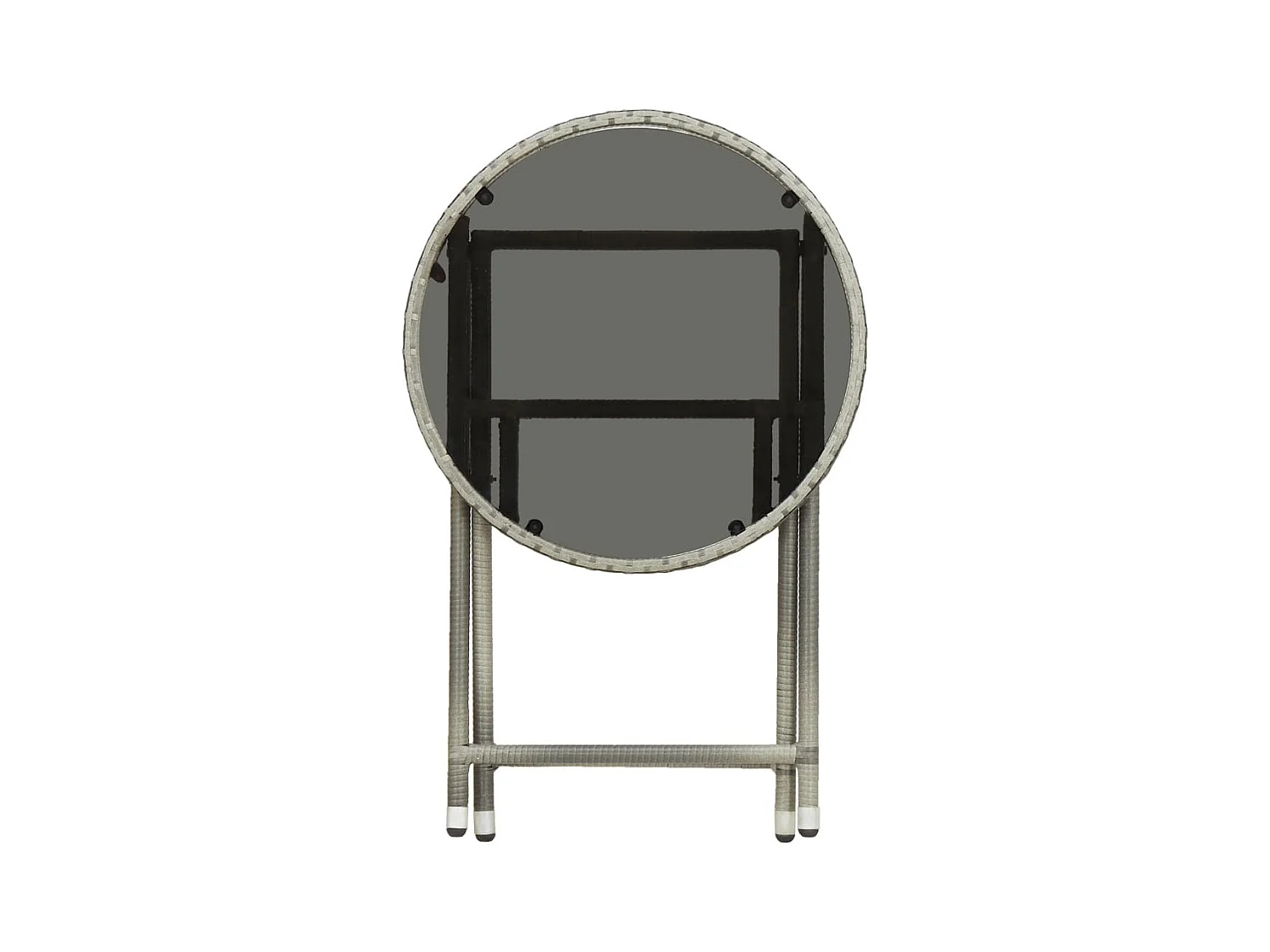 Grijze theetafel 60 cm Geweven hars en gehard glas