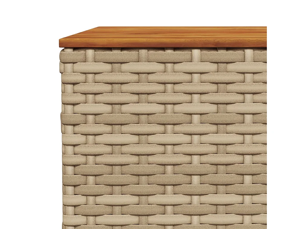 Mesa de jardín beige 55x55x36 cm resina trenzada y madera de acacia