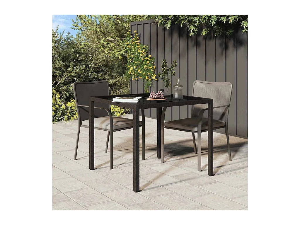 Table de jardin pour repas Marron 90 x 90 x 75 cm Poly rotin