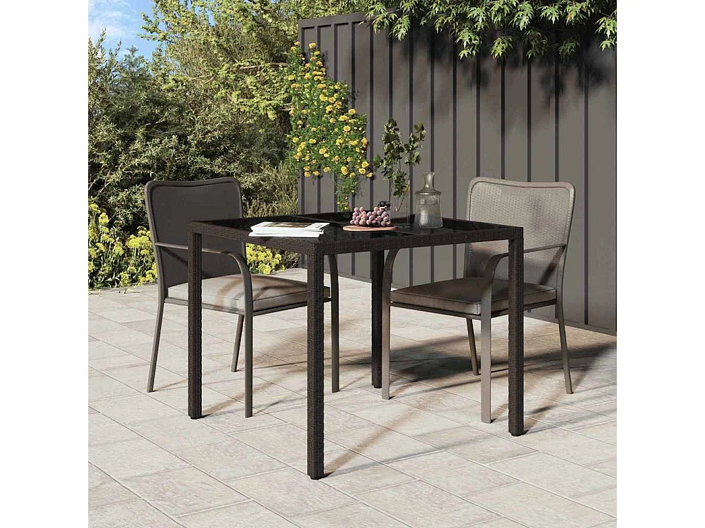 Table de jardin pour repas Marron 90 x 90 x 75 cm Poly rotin