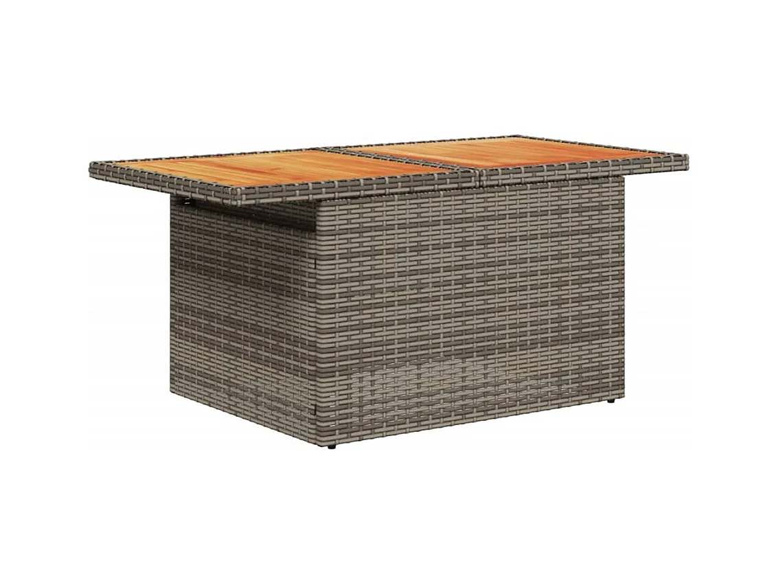 Grijze tuintafel 100x55x73 cm gevlochten hars en acaciahout