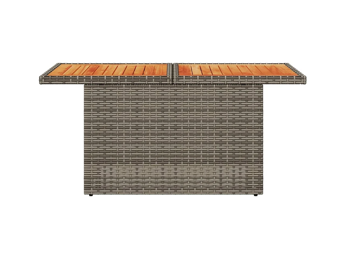Grijze tuintafel 100x55x73 cm gevlochten hars en acaciahout