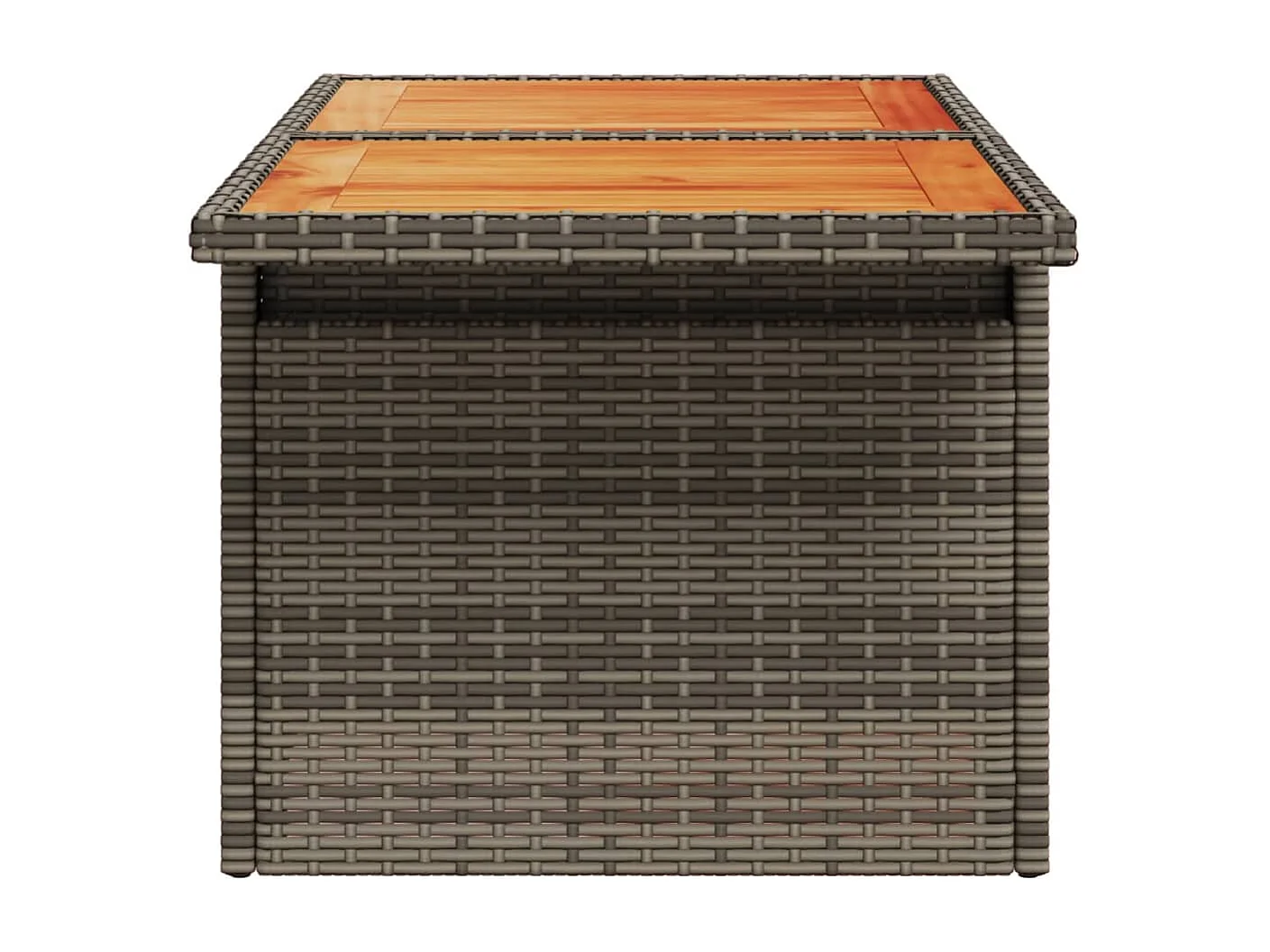 Grijze tuintafel 100x55x73 cm gevlochten hars en acaciahout