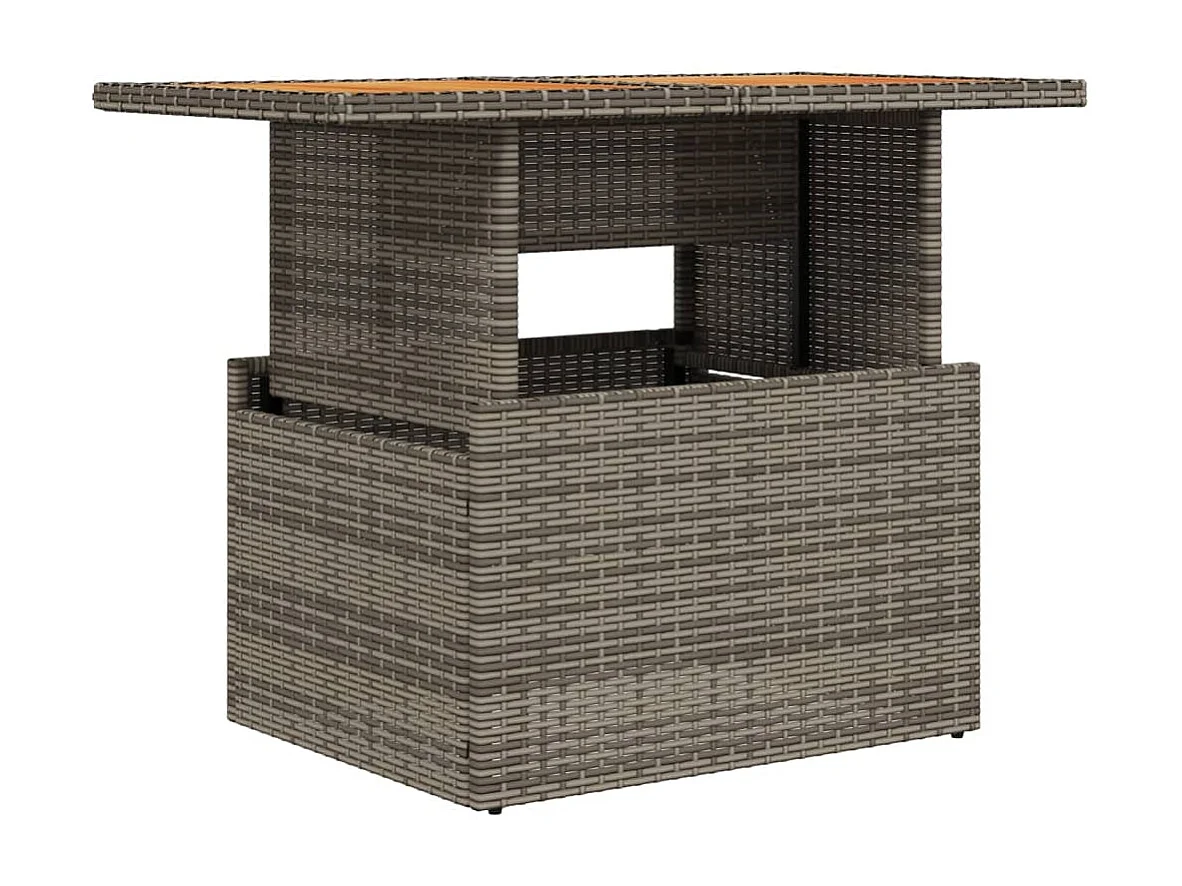 Tavolo da giardino grigio 100x55x73 cm in resina intrecciata e legno di acacia