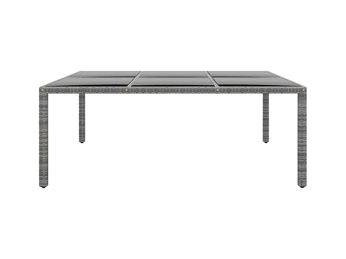 Tuintafel 200x150x75 cm Gehard glas/gevlochten hars Grijs