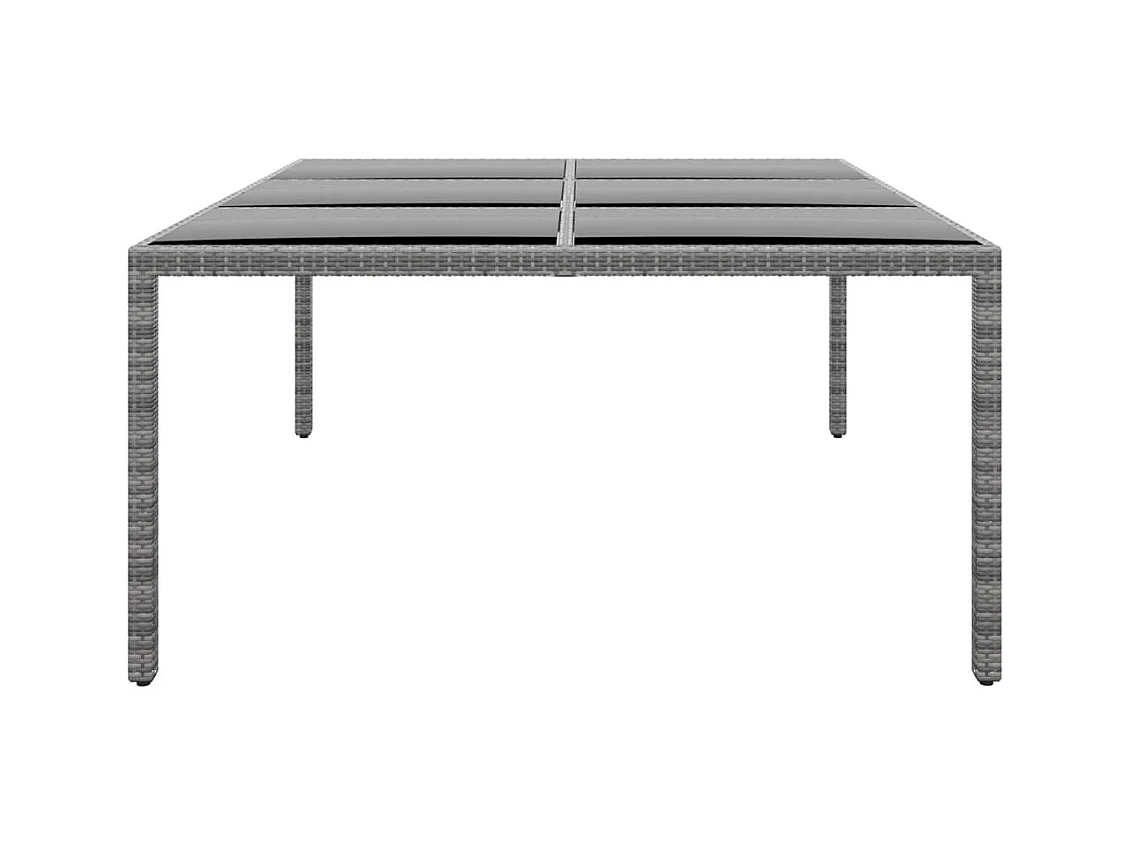 Tuintafel 200x150x75 cm Gehard glas/gevlochten hars Grijs