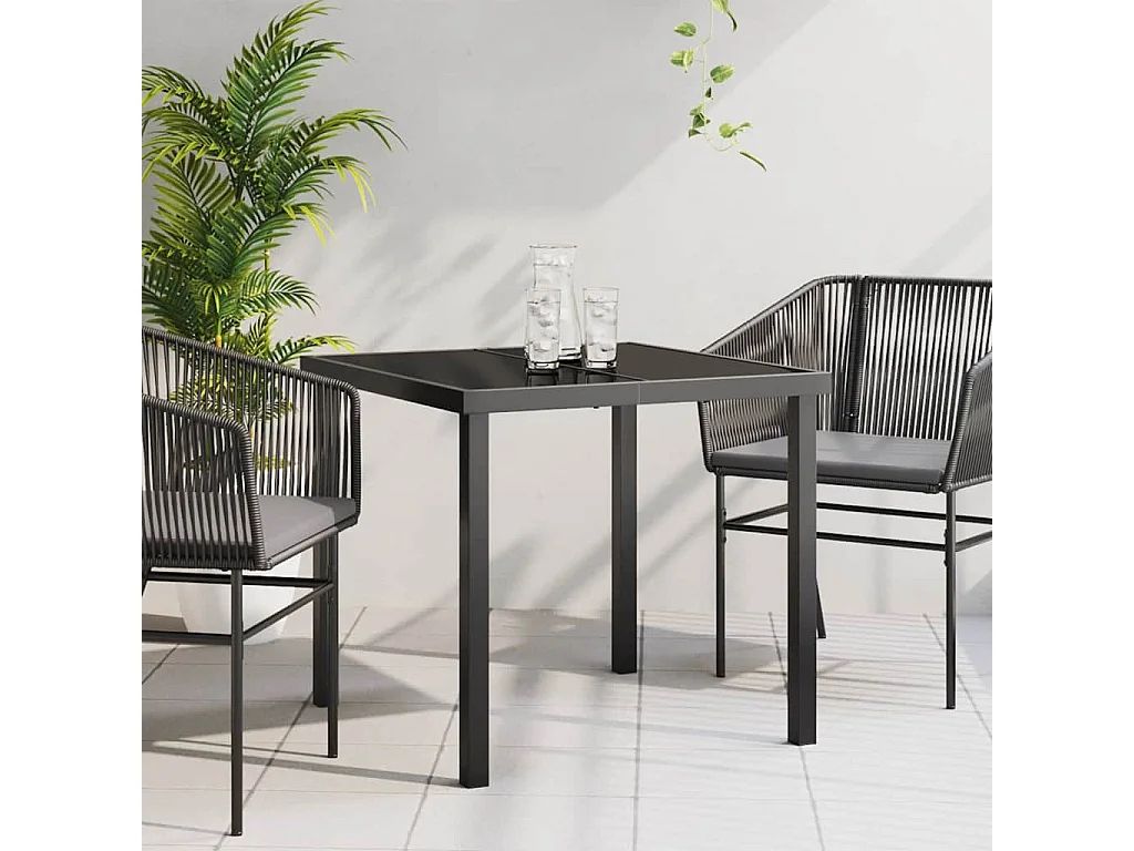 Tavolo da giardino nero 80 x 80 x 73 cm in teak massello