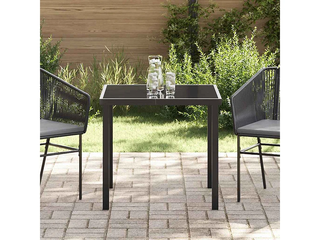 Tavolo da giardino nero 80 x 80 x 73 cm in teak massello