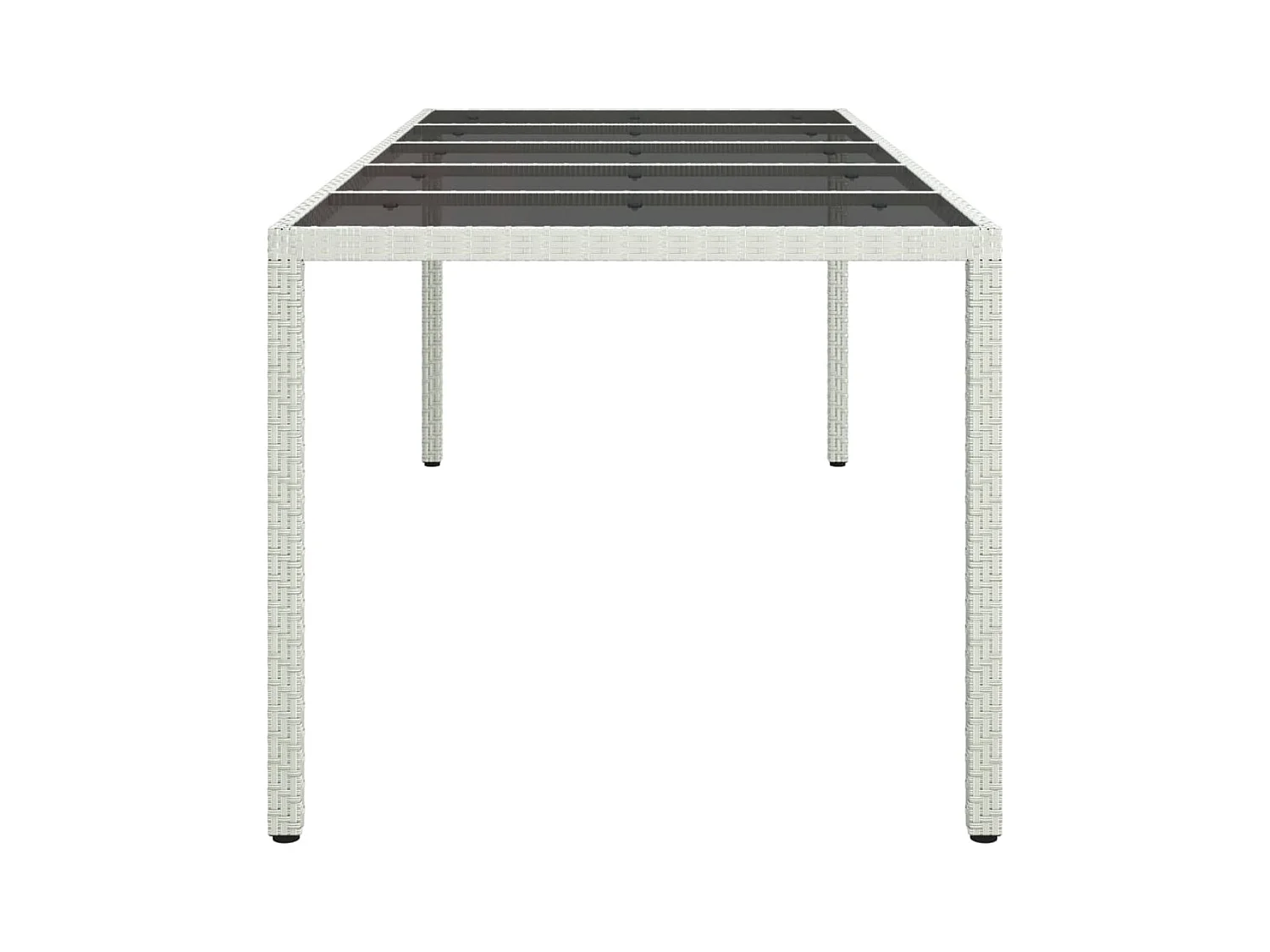 Witte tuintafel 250x100x75 cm gevlochten hars gehard glas