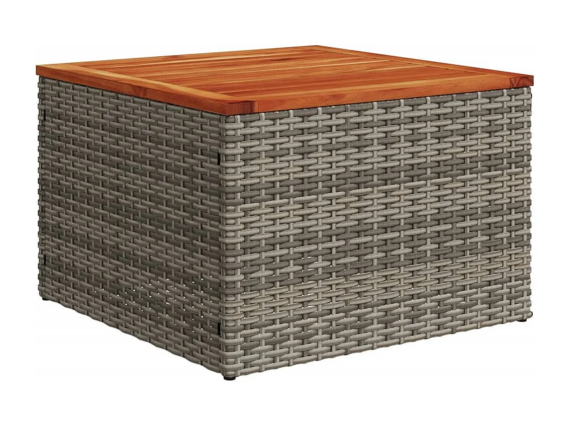Tavolo da giardino grigio 55x55x37 cm in resina intrecciata e legno di acacia