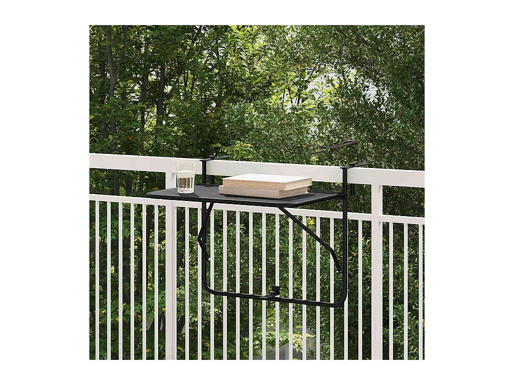 Table Suspendue de Balcon Noir 60 x 39 x 65 cm Acier