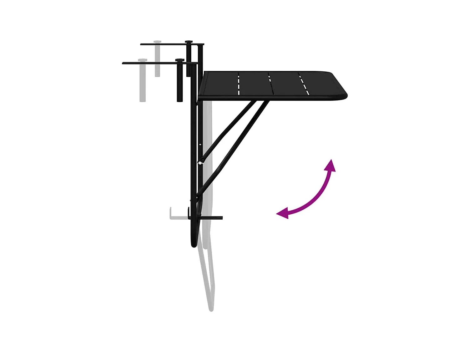 Table Suspendue de Balcon Noir 60 x 39 x 65 cm Acier