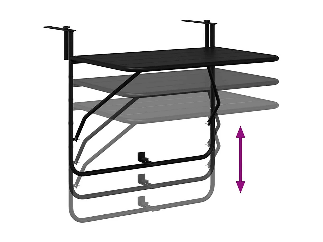Table Suspendue de Balcon Noir 60 x 39 x 65 cm Acier