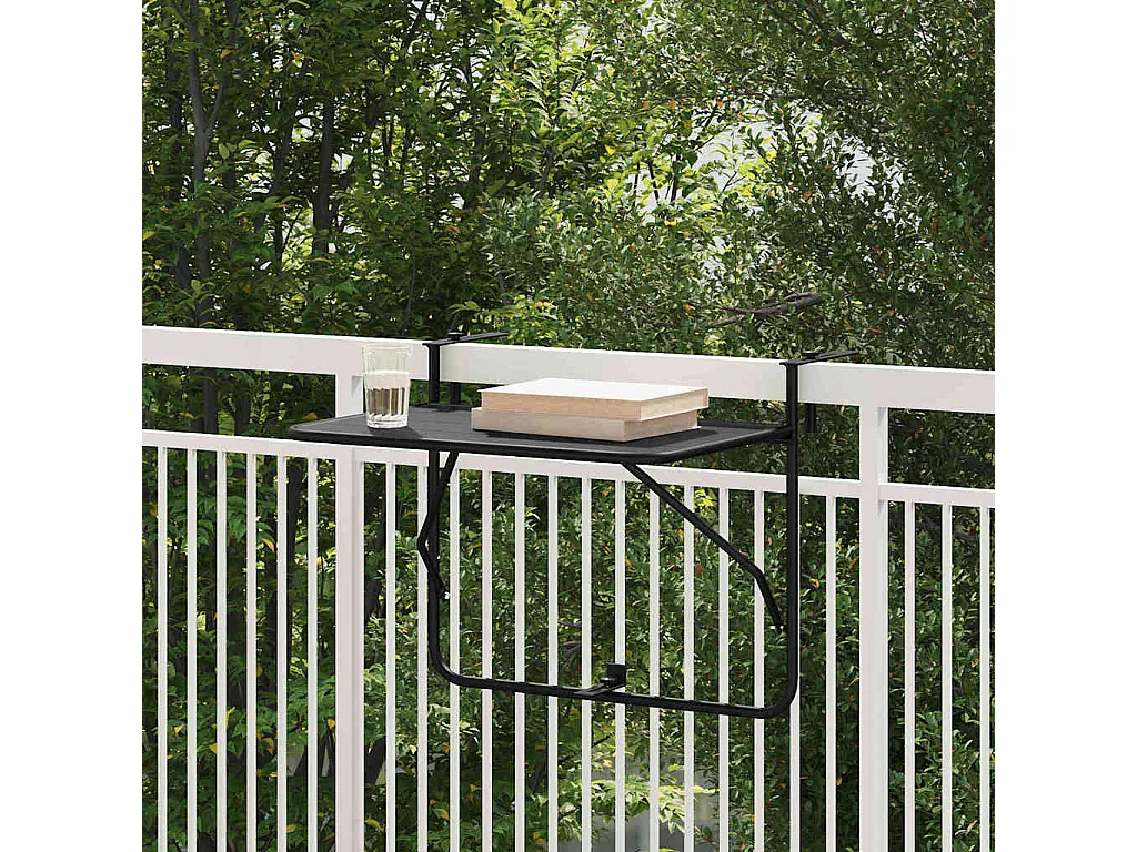 Table Suspendue de Balcon Noir 60 x 39 x 65 cm Acier