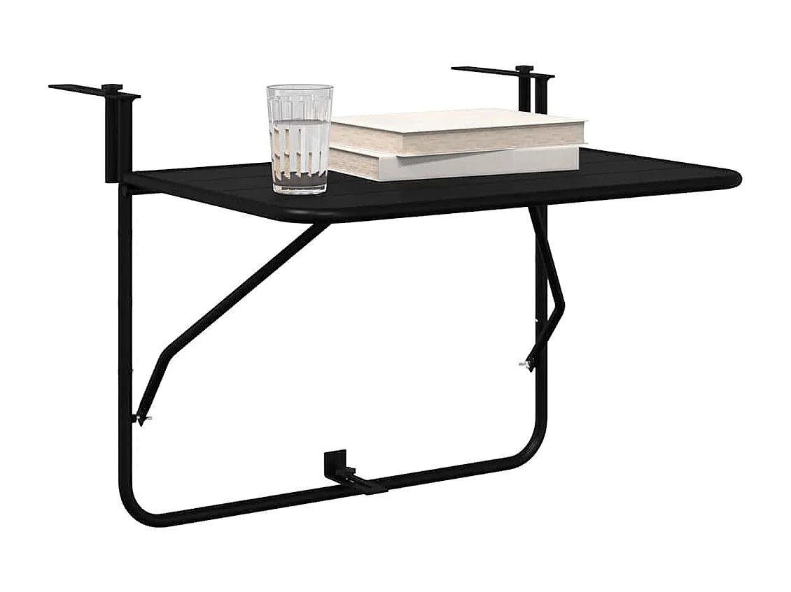 Table Suspendue de Balcon Noir 60 x 39 x 65 cm Acier