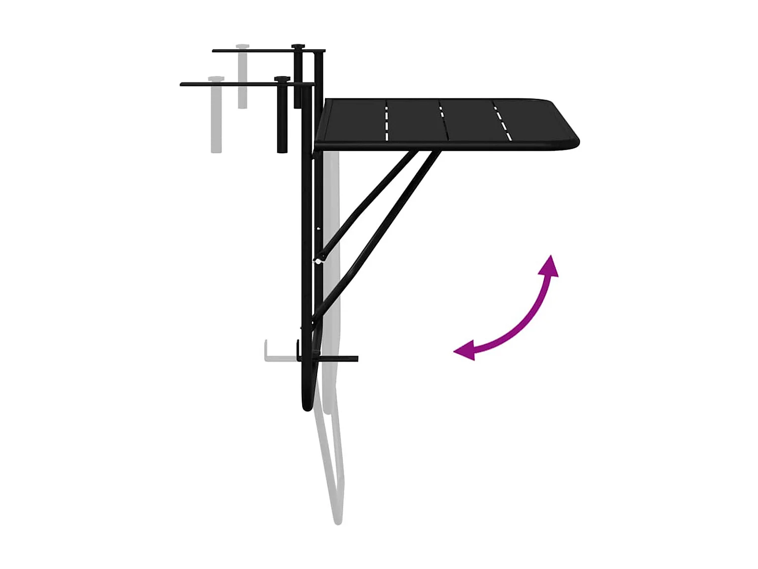 Table Suspendue de Balcon Noir 60 x 39 x 65 cm Acier