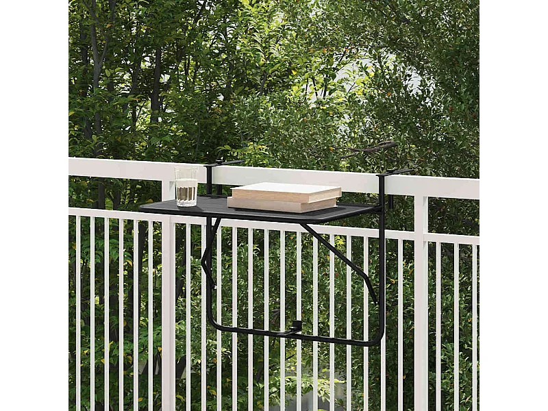 Table Suspendue de Balcon Noir 60 x 39 x 65 cm Acier