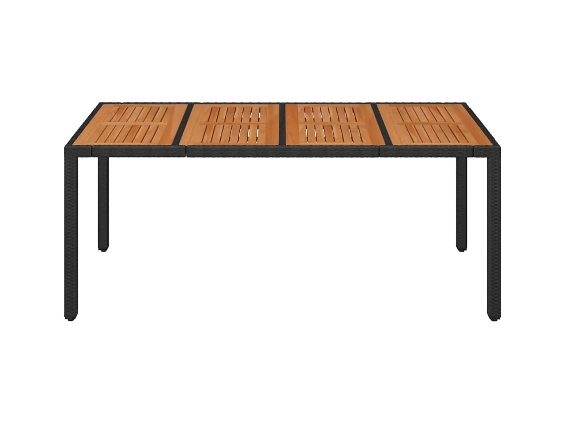 Table de jardin dessus en bois Noir 190x90x75 cm Résine tressée