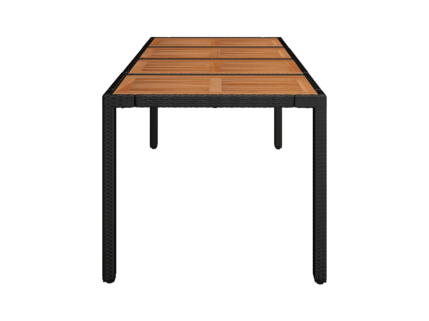 Table de jardin dessus en bois Noir 190x90x75 cm Résine tressée