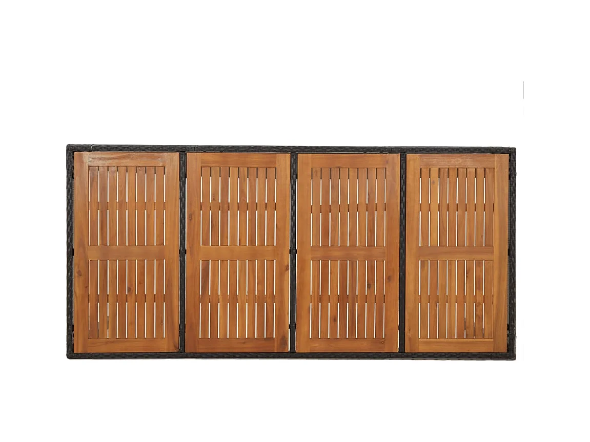 Table de jardin dessus en bois Noir 190x90x75 cm Résine tressée