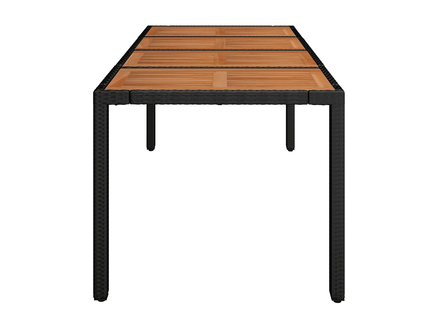 Table de jardin dessus en bois Noir 190x90x75 cm Résine tressée