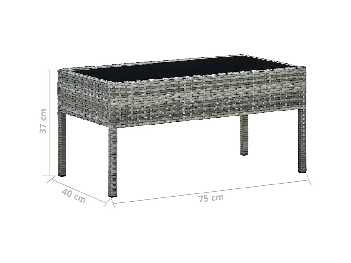 Grijze tuintafel 75x40x37 cm Geweven hars