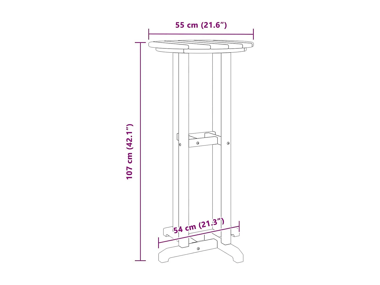Table de bar Gris clair 55 x 55 x 107 cm HDPE