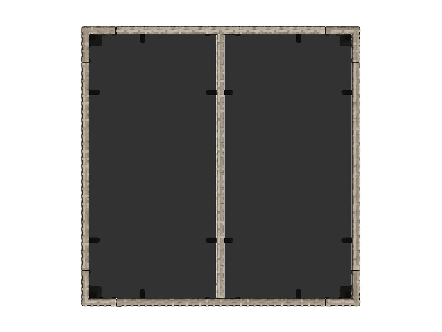 Tuintafel met lichtgrijs glazen blad en gevlochten hars