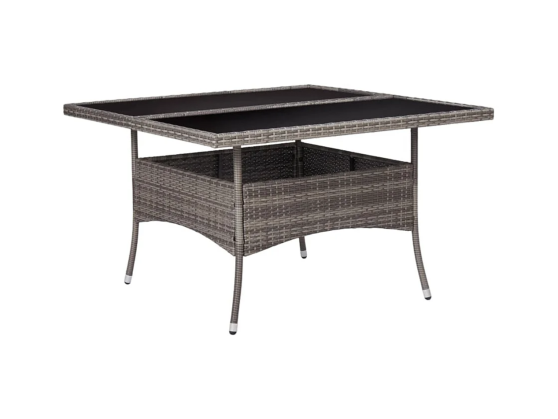 Eettafel voor buiten, grijs, van kunsthars, riet en glas