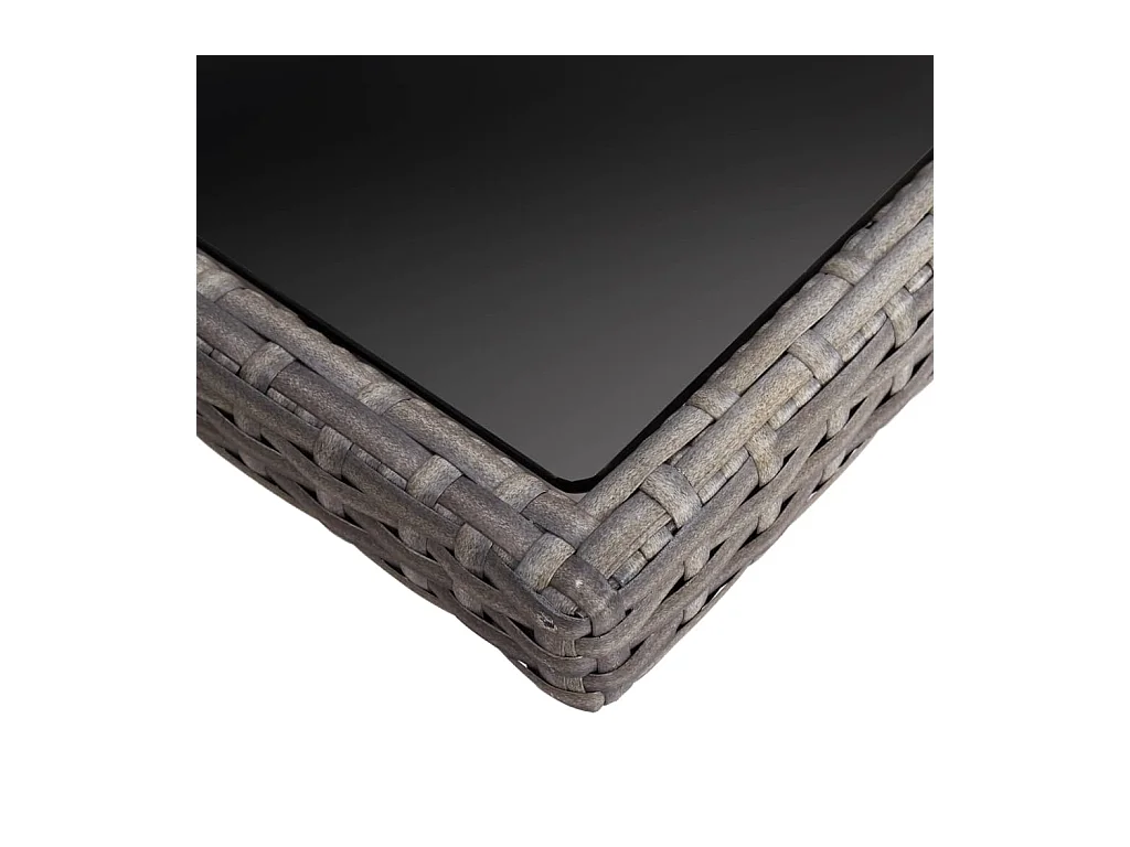 Eettafel voor buiten, grijs, van kunsthars, riet en glas
