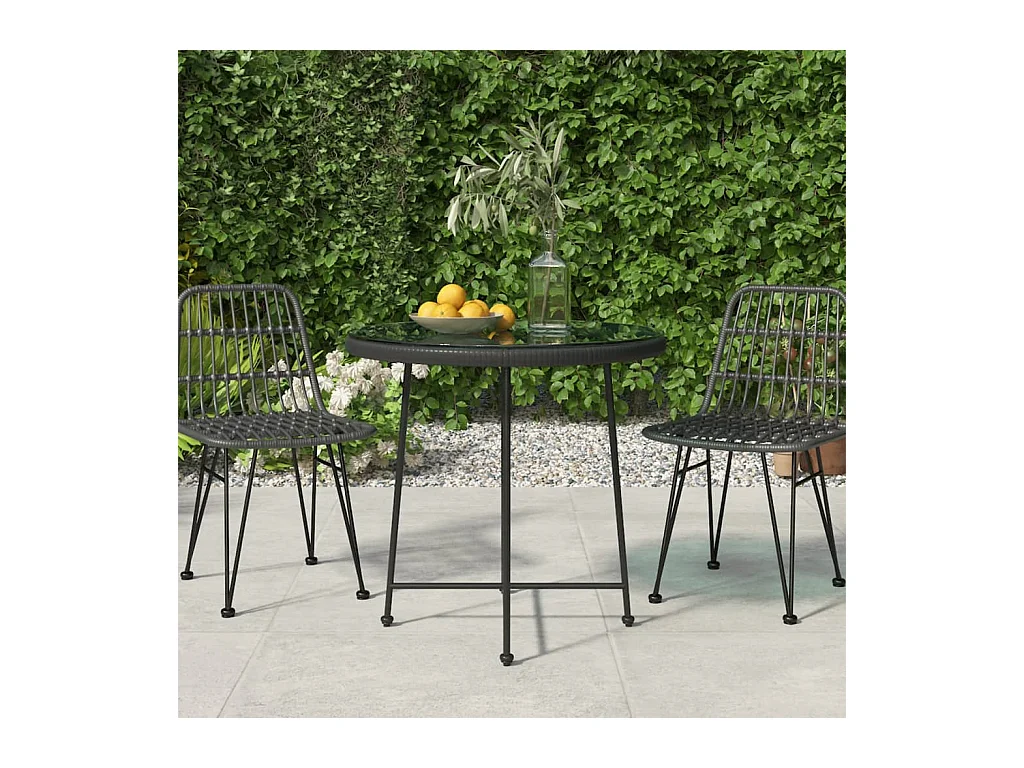 Zwarte eettafel Ø80 cm Gehard glas en staal