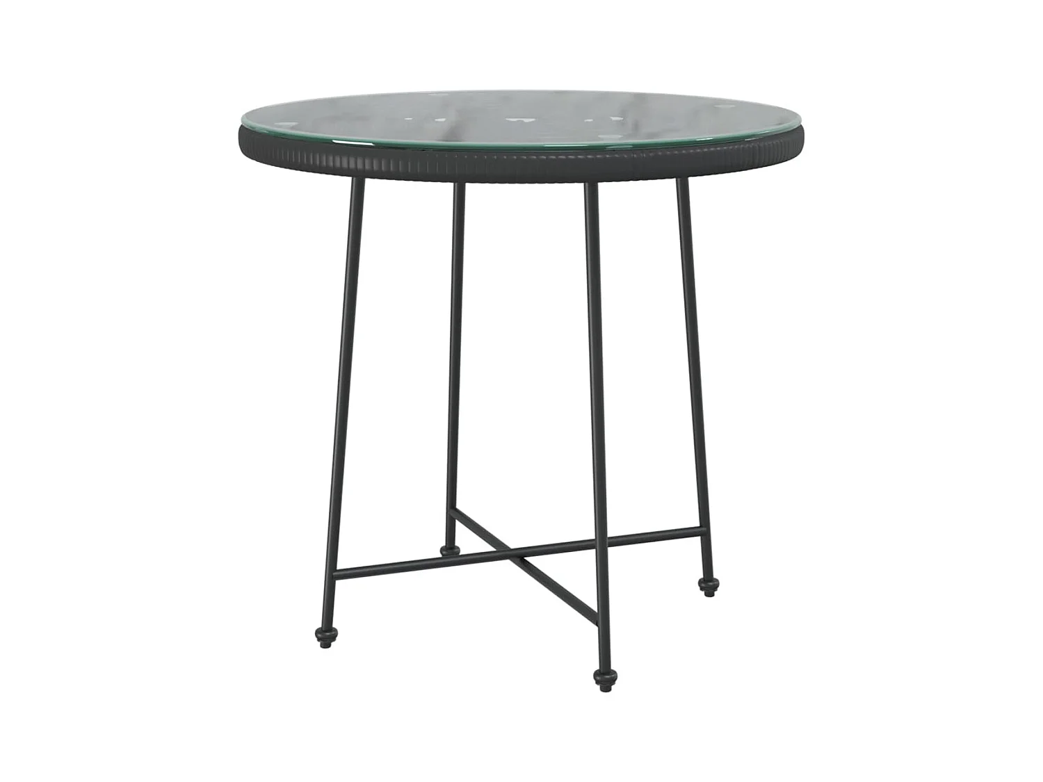 Zwarte eettafel Ø80 cm Gehard glas en staal