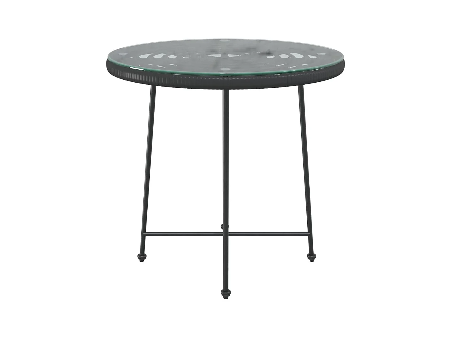 Zwarte eettafel Ø80 cm Gehard glas en staal