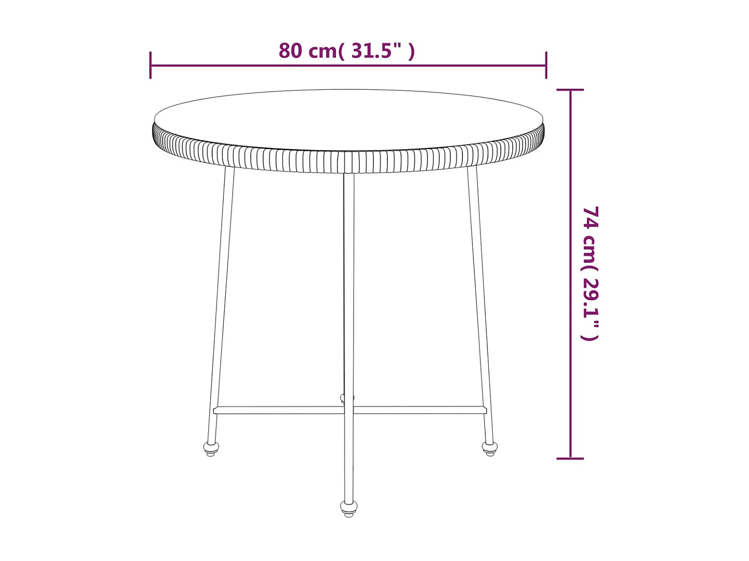 Tavolo da pranzo nero Ø80 cm Vetro temperato e acciaio