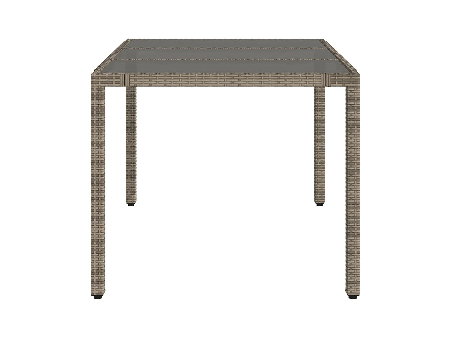 Tuintafel met glazen blad, grijs, 150x90x75cm, geweven hars