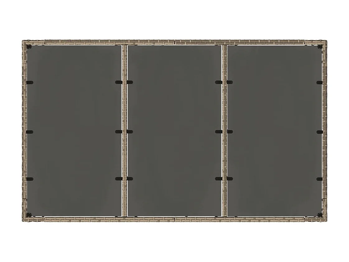 Mesa de jardín con tablero de cristal, Gris, 150x90x75cm, resina trenzada